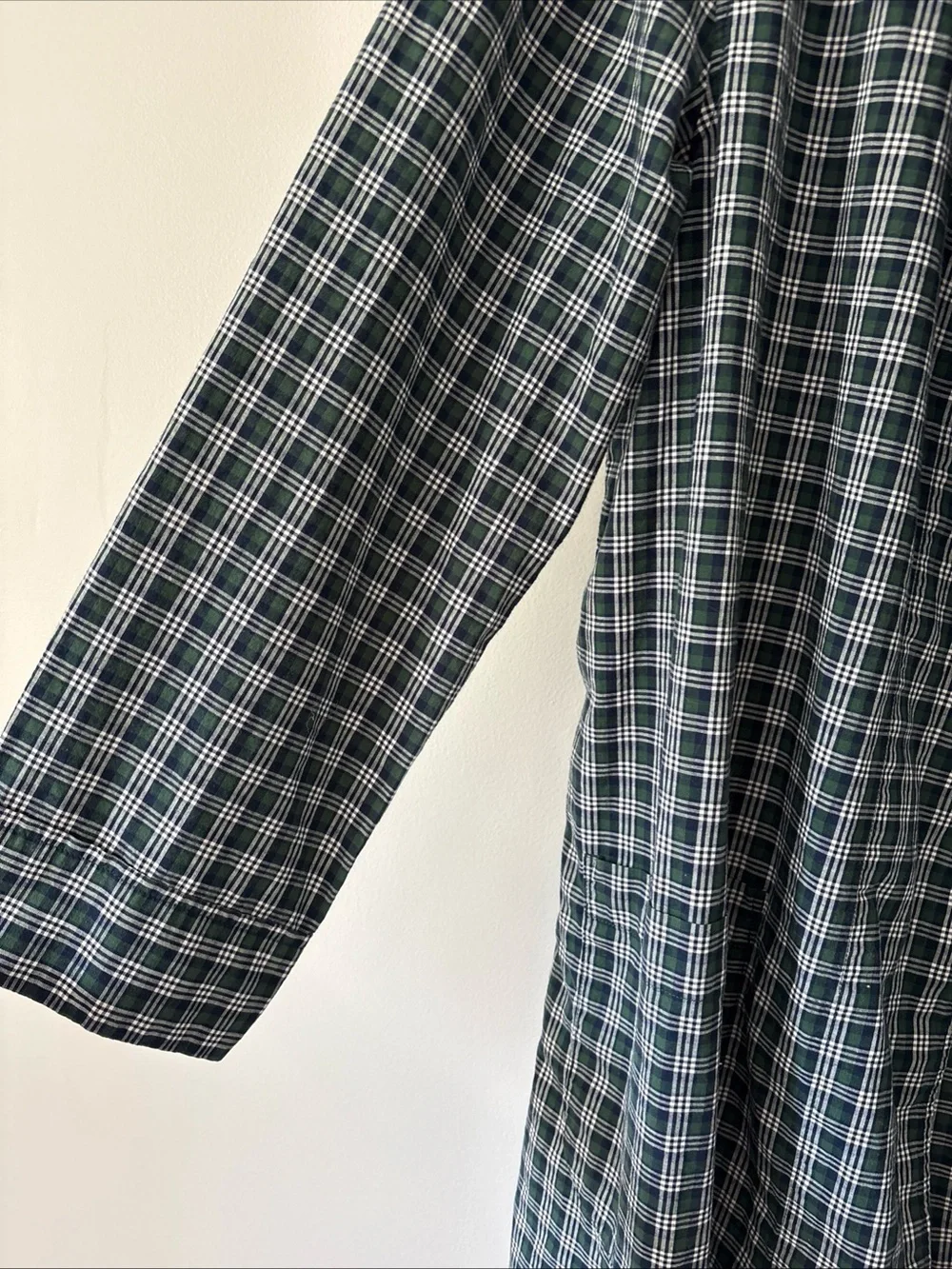 Polo Ralph Lauren Plaid Robe Navy Blue Green Cotton Shawl Collar S/M No Belt